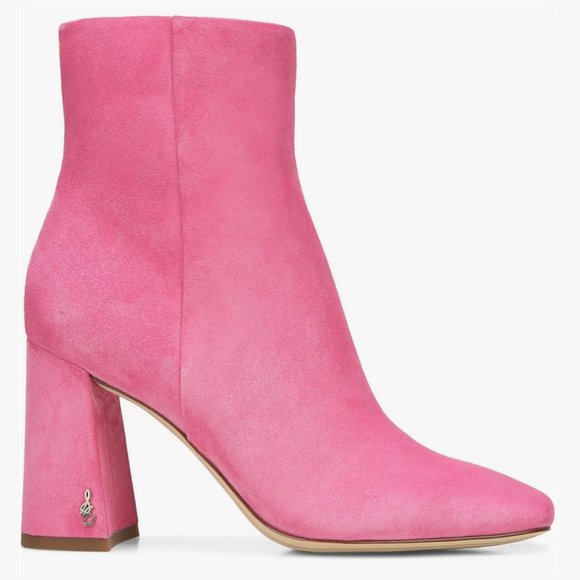 NEW Sam Edelman Size 9.5 Codie Square Toe Bootie - Pink Confetti Leather - Picture 4 of 9